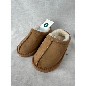 Cat & Jack Toddler Jude Slippers Brown Faux Suede Shearling Lined Size 9 NEW